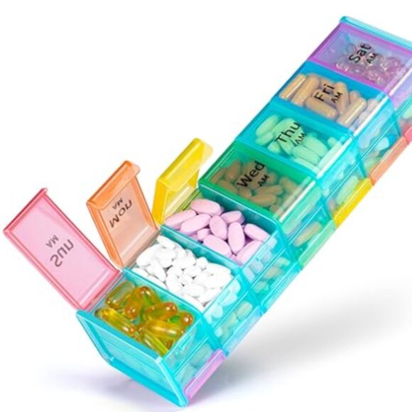 2 - Extra Large Weekly Pill Organizer 2 Times a Day - Picture 1 of 4
